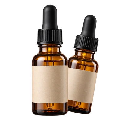 Plain unbranded essential-oil dropper bottles